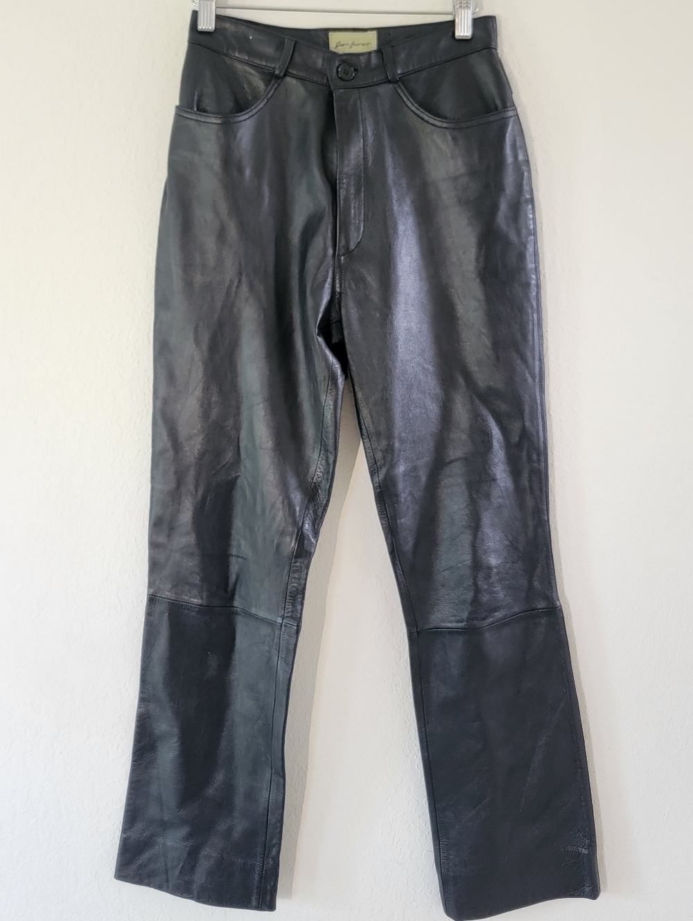 REM GARSON Black Leather Straight-Leg Pants 4.